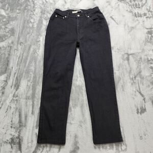 Vintage St Johns Bay Jeans Womens 10P PETITE Black High Rise Straight‎ Stretch